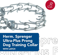 Herm Sprenger - Ultra-Plus Prong Dog Training Collar with Latch - Chrome - 3.0 mm x 18" Neck Size