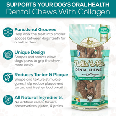 Fieldcrest Dental Chews for Dogs, Bone – Tackles Plaque, Tartar, Promotes Dental Health – w/Collagen, Organic, Gluten-Free