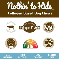 Nothin' to Hide Collagen-Based Dog Chews Medium Pretzel, Beef Flavor, Easily Digestible, Supports Skin, Coat, Joints & Muscles, for Moderate Chewers Under 15lbs