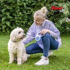 FLEXI® New Comfort Retractable Dog Leash (Tape), Ergonomic, Durable and Tangle Free Pet Walking Leash for Dogs Up to 26 lbs, 10 ft, Blue/Pastel