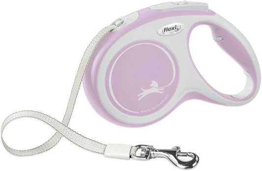 FLEXI New Comfort Retractable Dog Leash (Tape), 26 ft, Pink