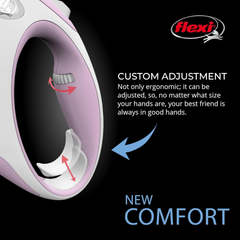 FLEXI New Comfort Retractable Dog Leash (Tape), 26 ft, Pink