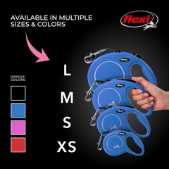 FLEXI New Classic Tape Retractable Dog Leash for Large Dogs Upto 110 lbs. – 16 ft., Blue | Tangle Free Pet Walking Leash with One-Handed Brake, Pause, Lock|German Quality Product