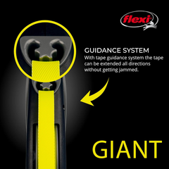 FLEXI Giant Tape Retractable Dog Leashes for Large Dogs Upto 110 lbs. – 26 ft., Black | Tangle Free Pet Walking Leash with One-Handed Brake, Pause, Lock | German Quality Product