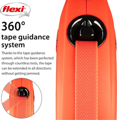 FLEXI Xtreme Tape Retractable Dog Leash for Large Dogs Upto 121 lbs. – 26 ft., Orange/Black | Tangle Free Pet Walking Leash with One-Handed Brake, Pause, Lock | German Quality Product