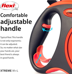 FLEXI Xtreme Tape Retractable Dog Leash for Large Dogs Upto 121 lbs. – 26 ft., Orange/Black | Tangle Free Pet Walking Leash with One-Handed Brake, Pause, Lock | German Quality Product