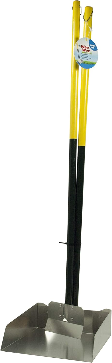 Four Paws Stainless Steel Long-Handled Dog Pooper Scooper Spade & Pan 2 Piece Set, Pet Waste Pickup Tool