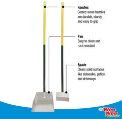 Four Paws Stainless Steel Long-Handled Dog Pooper Scooper Spade & Pan 2 Piece Set, Pet Waste Pickup Tool