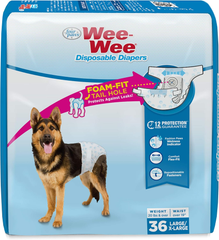 Four Paws Wee-Wee Super Absorbent Disposable Adjustable Dog Potty Training Diapers, Leak-Proof Protection for Puppies and Small Dogs