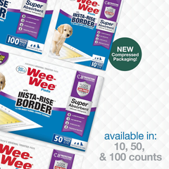 Four Paws Wee-Wee Super Absorbent Unscented Pee Pads for Dogs & Puppies with Insta-Rise Border, Leak-Proof Dog Housebreaking Potty Training Floor Protection