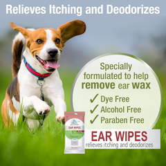 Four Paws Healthy Promise Grooming Soothing Pet Ear Cleaning Wipes, Odor Reducing & Itch Relief