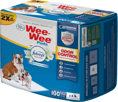Four Paws Wee-Wee Odor Control with Febreze Freshness Pee Pads for Dogs & Puppies, Leak-Proof Dog Housebreaking Potty Training Floor Protection, Spring Fresh Scent