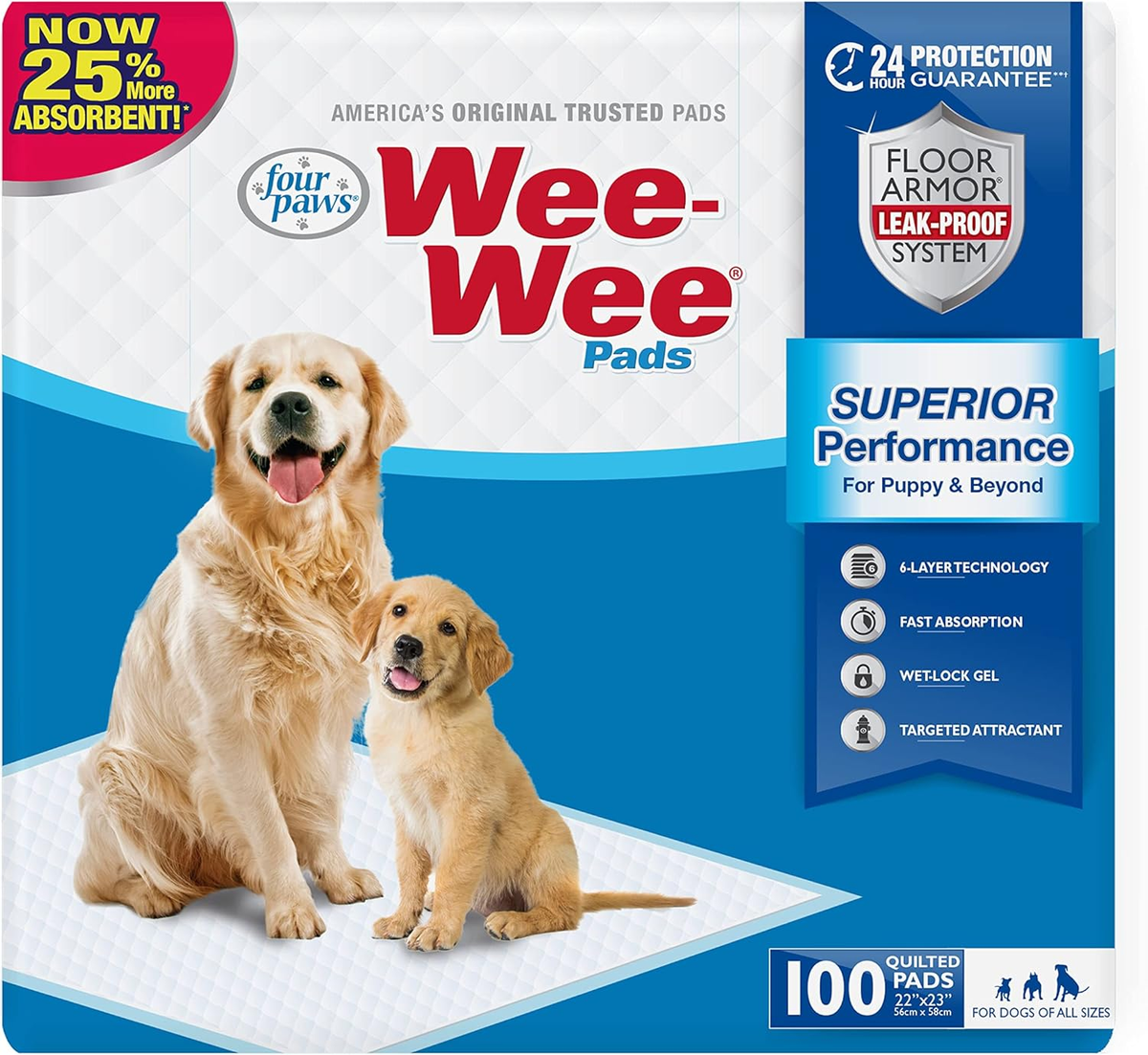 Four Paws Wee-Wee Superior Performance Dog Pee Pads 1ea/22" X 23"