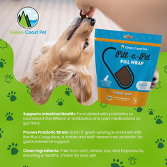 Pill-a-Pet Pill Wrap for Dogs Cheese Flavor | Made in USA | Probiotics