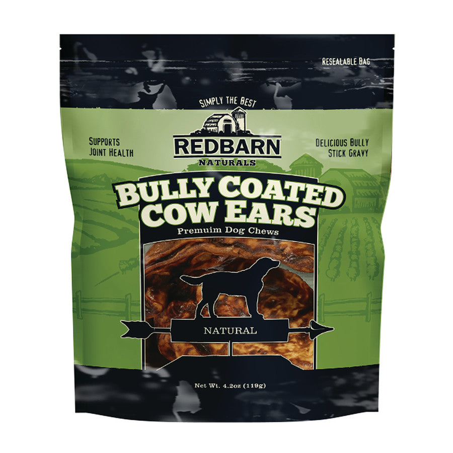 Redbarn Pet Products All-Natural Bully Coated Cow Ears Chews for Dogs - Premium Crunchy Dental Treats with Chondroitin for Joint Health - Made in USA with No Artificial Ingredients - 4.2 oz Bag
