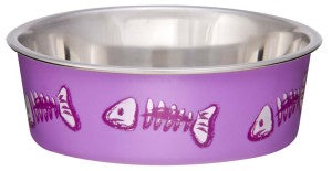 Loving Pets Bella Bowl Designer & Expressions, Cat Bowl, Skeleton Design, Lilac