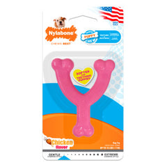 Nylabone Wishbone Puppy Chew Toy, Toys for Teething Puppies, Pink, Chicken Flavor