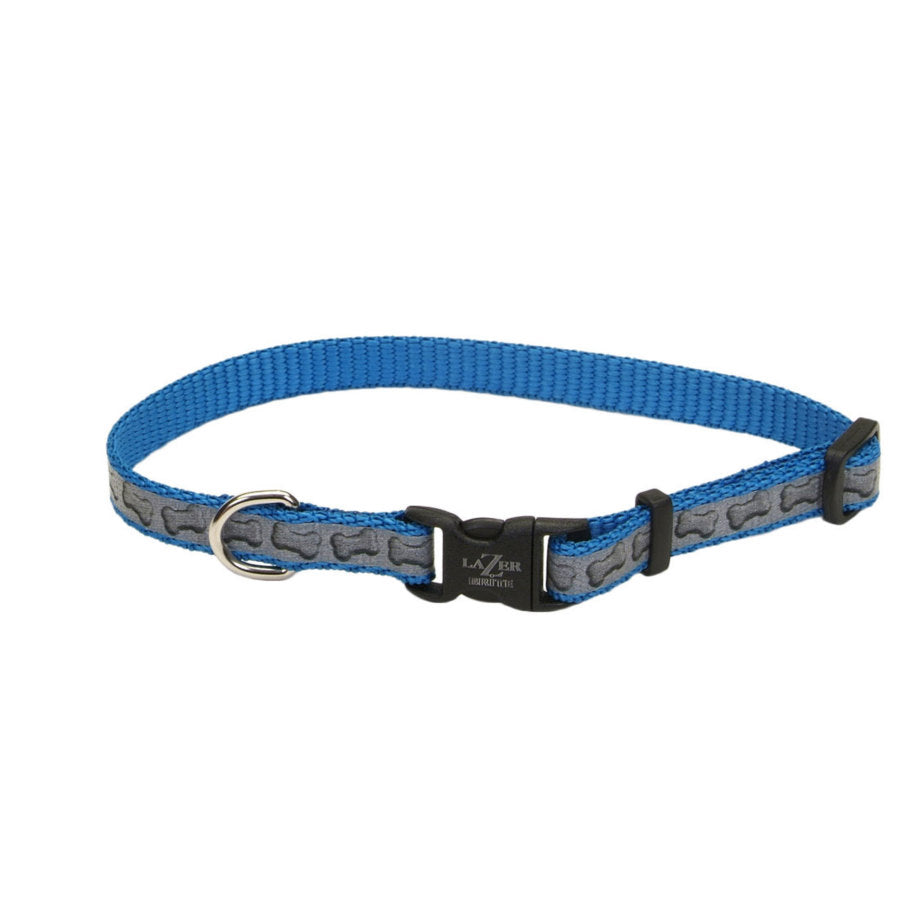 Coastal Pet - Lazer Brite - Reflective Adjustable Dog Collar, Turquoise Bones
