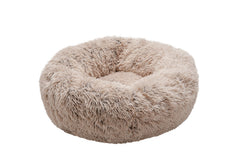 Furhaven 23" Round Calming Donut Dog Bed for Indoor Cats & Small Dogs, Washable, For Dogs Up to 20 lbs - Shaggy Plush Long Faux Fur Donut Bed, Small, 23.0"L x 23.0"W x 9.0"Th