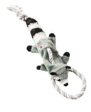 Skinneeez Tugs Forest Raccoon- Dog Toy for Tug-of-War with Squeaker and Crinkle Sound Dogs and Puppies
