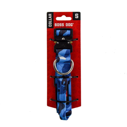 Boss Dog Tactical Adjustable Collar, Blue Camo