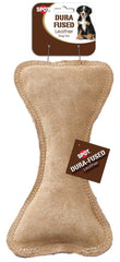 SPOT Dura-Fused Leather Small Bone – Real Leather & Jute Fabric, Double-Stitched & Durable, Squeaky Interactive Chew Toy for Moderate Chewers, Small & Medium Dogs, Soft Stuffed Fetch Toy