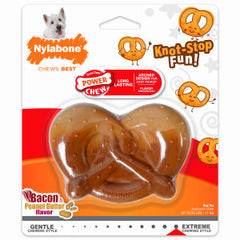 Nylabone Pretzel Power Chew Toy for Dogs, Dog Toys for Aggressive Chewers, Bacon & Peanut Butter Flavor, Small Dogs