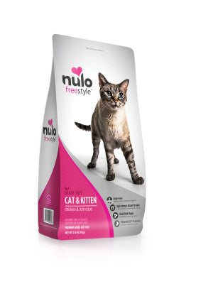 Nulo Freestyle High Protein Cat & Kitten Food, Chicken & Cod Recipe - Natural Grain-Free Dry Cat Food with Omega Fatty Acids & Probiotics, 2 lb Bag