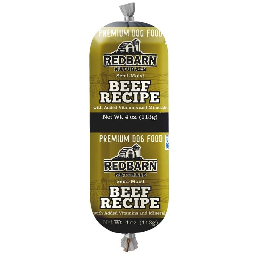 Redbarn Pet Products All-Natural Premium Rolled Dog Food, Beef Recipe - Soft Semi-Moist Wet Formula for High Protein Diet, Training Rewards, & Treat Pill Concealer