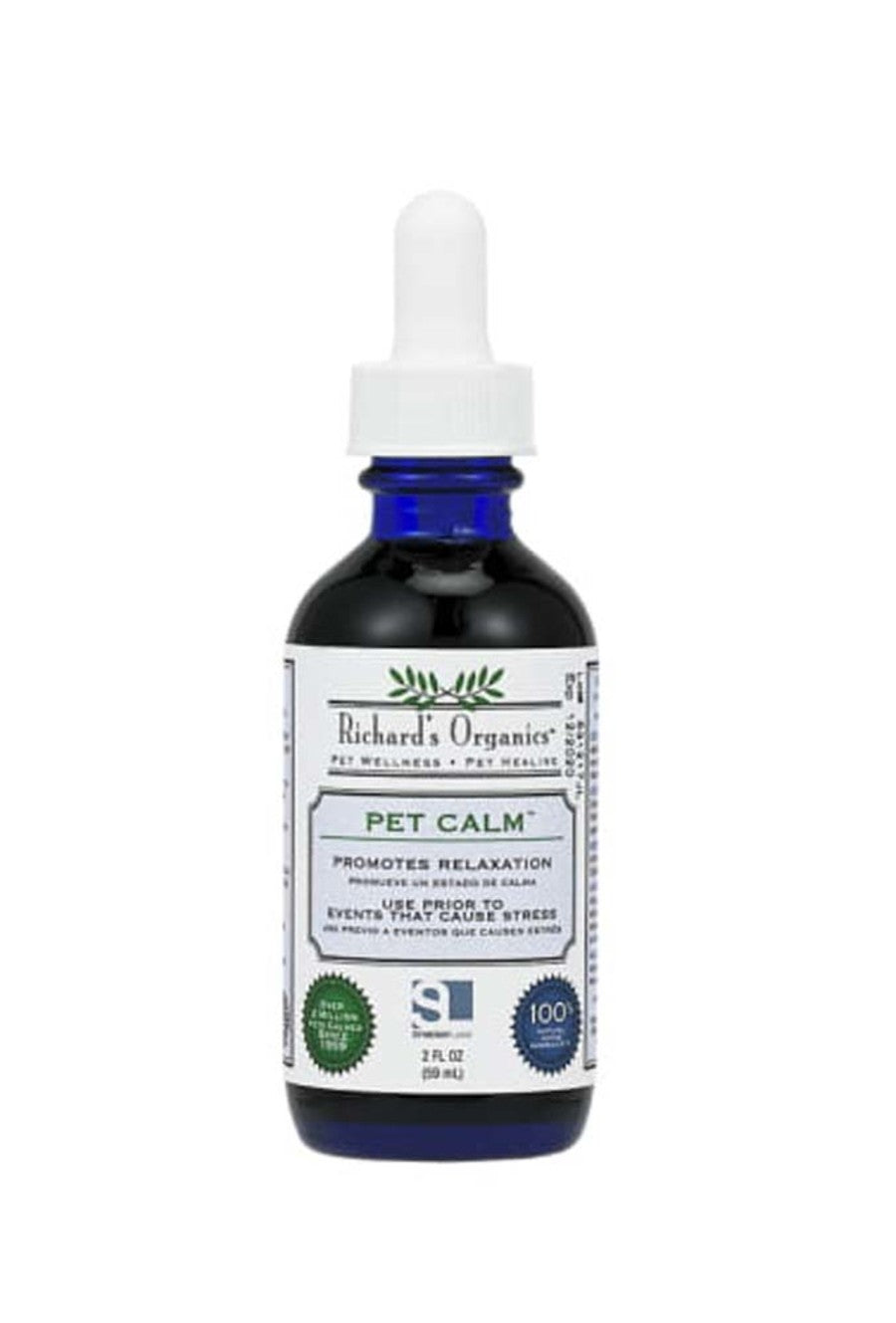 Richard’s Organics Pet Calm, Bottle with Dropper – Natural Cat and Dog Anxiety Relief – 100% Natural Pet Stress Relief – Drug-Free Calming Drops, Settles Nerves and Reduces Hyperactivity