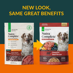 ULTIMATE PET NUTRITION Nutra Complete, 100% Freeze Dried Veterinarian Formulated Raw Dog Food with Antioxidants Prebiotics and Amino Acids, (1 Pound, Beef)