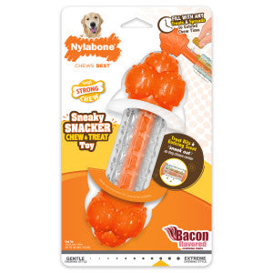 Nylabone Strong Chew Sneaky Snacker Treat Toy for Dogs, Interactive Dog Enrichment Chew Toys, Bacon Flavor