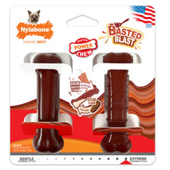Nylabone Original & Textured Bone Power Chew Toy for Dogs, Durable & Tough Dog Toys for Aggressive Chewers, Basted Blast Bacon and Steak Flavor