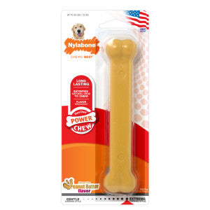 Nylabone Original Bone Power Chew Toy for Dogs, Durable & Tough Dog Toys for Aggressive Chewers, Peanut Butter Flavor