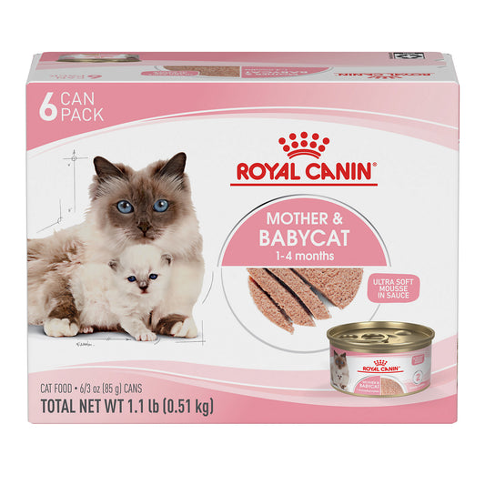 Royal Canin Feline Health Nutrition Mother & Babycat Ultra Soft Mousse in Sauce Wet Canned Cat Food, 3 oz, 6 Pack