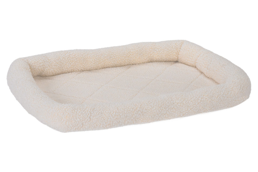 Furhaven Dog Bed for Large/Medium Dogs, 100% Washable, Sized to Fit Crates - Sherpa Fleece Bolster Crate Pad - Cream