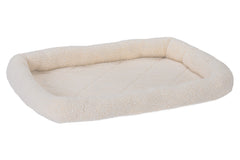 Furhaven Dog Bed for Large/Medium Dogs, 100% Washable, Sized to Fit Crates - Sherpa Fleece Bolster Crate Pad - Cream
