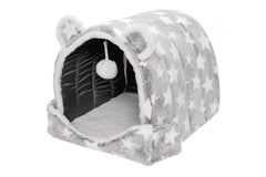 Furhaven Cat Bed Snuggle Hideout for Indoor Cats & Small Dogs, Washable & Foldable w/ Plush Ball Toy - Snuggle Hideout-Bear Pet Tent, Small
