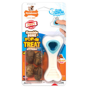 Nylabone Knuckle Bone & Pop-In Puppy Treat Toy Combo Power Chew Toy for Dogs, Dog Toys for Aggressive Chewers, Chicken Flavor