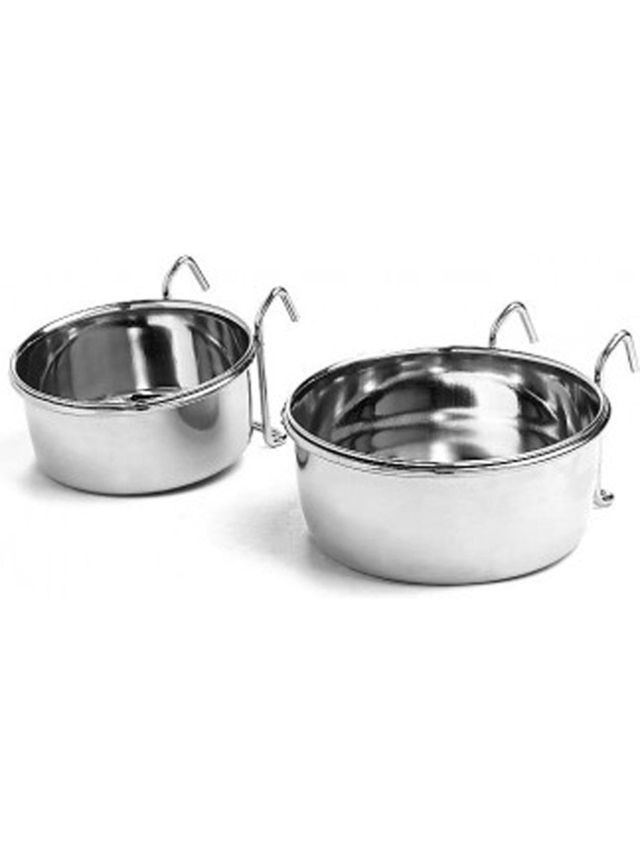 SPOT Stainless Steel Coop Cup with Wire Hooks – Durable, Chew-Resistant Food Bowl for Cages and Crates, Ideal for Feeding Birds, Parrots, Rabbits, Ferrets, and Reptiles