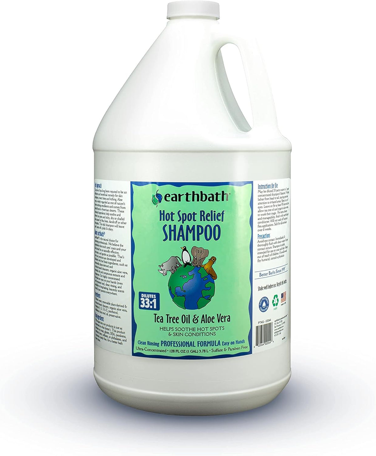 Earthbath Hot Spot Relief Pet Shampoo, Tea Tree Oil & Aloe Vera, 128oz – Soothes Hot Spots & Skin Conditions – Made in USA