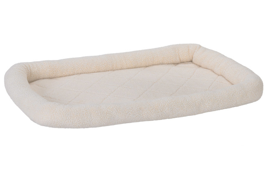 Furhaven Dog Bed for Large/Medium Dogs, 100% Washable, Sized to Fit Crates - Sherpa Fleece Bolster Crate Pad - Cream