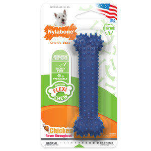 Nylabone Textured Dental Bone Flexi Chew Toy for Dogs, Dog Toys for Moderate Chewers, Chicken Flavor
