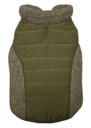 Fashion Pet Sweater Trim Puffy Coat/Dog Coat/Olive
