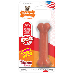 Nylabone Power Chew Classic Bone Chew Toy for Dogs, Durable Dog Toys for Aggressive Chewers, Bacon Flavor