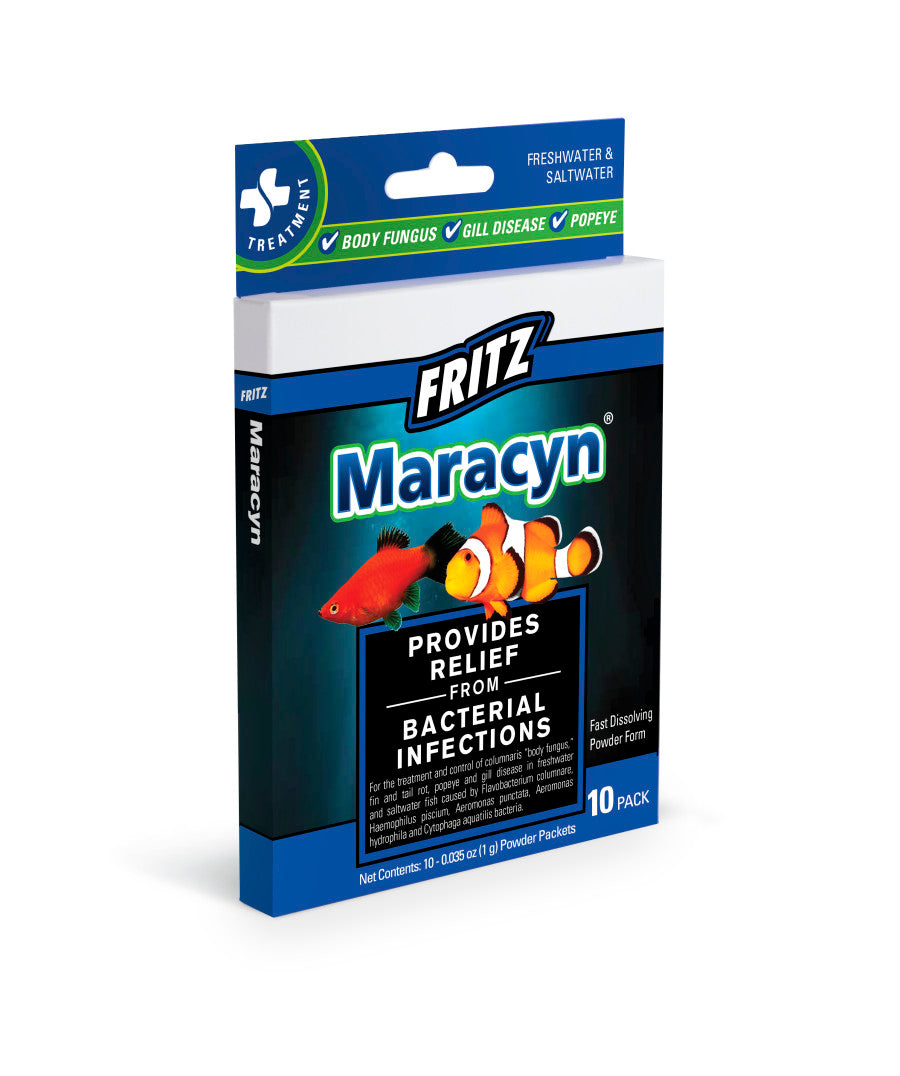 Fritz Maracyn - for Saltwater and Freshwater gram-Positive Relief from Bacterial gil, Popeye, More - Easy dose Packets