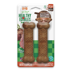 Nylabone Healthy Edibles Natural Dog Chews Long Lasting Meaty Center Beef Flavor Treats for Dogs