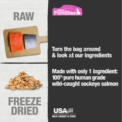 PureBites Mini Salmon Freeze Dried Dog Treats, 1 Ingredient, Made in USA