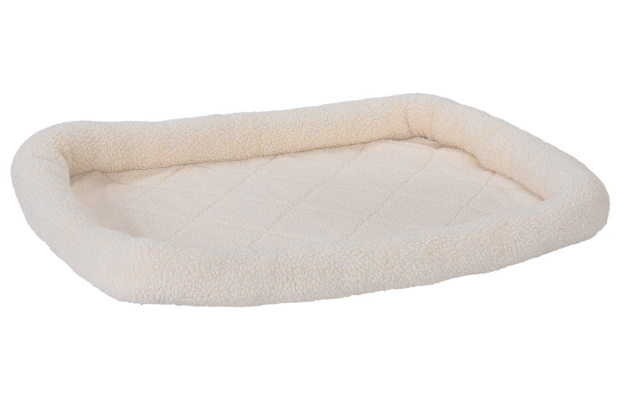 Furhaven Dog Bed for Large/Medium Dogs, 100% Washable, Sized to Fit Crates - Sherpa Fleece Bolster Crate Pad - Cream