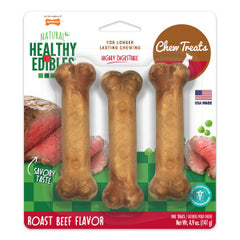 Nylabone Healthy Edibles Natural Dog Chews Long Lasting Roast Beef Flavor Treats for Dogs
